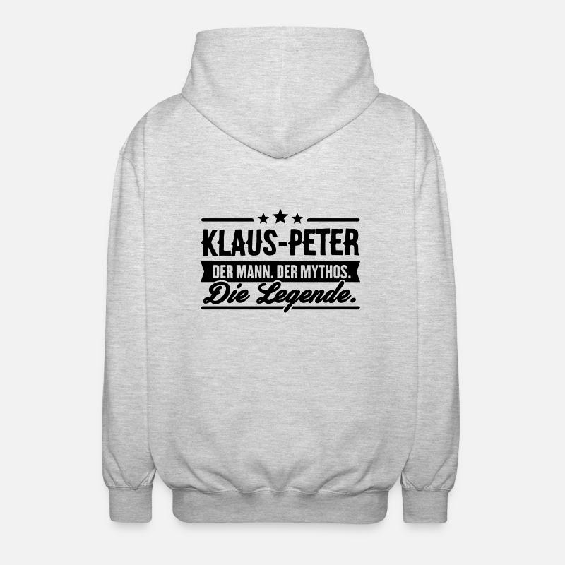 Mann Mythos Legende Klaus-Peter - Unisex Kapuzenjacke - Hellgrau meliert