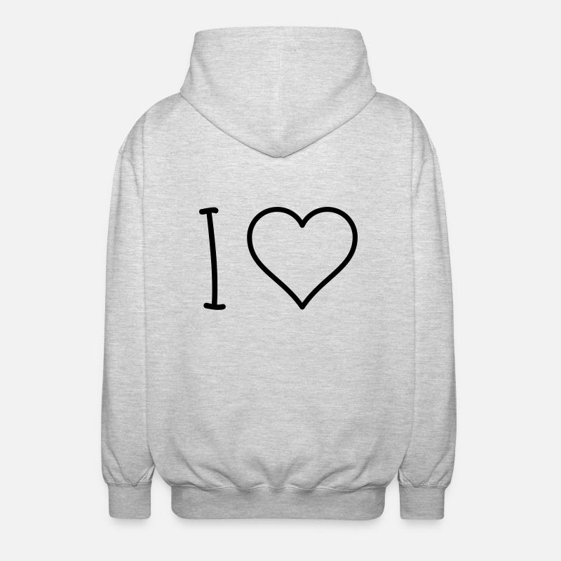 I Love - Unisex Kapuzenjacke - Hellgrau meliert