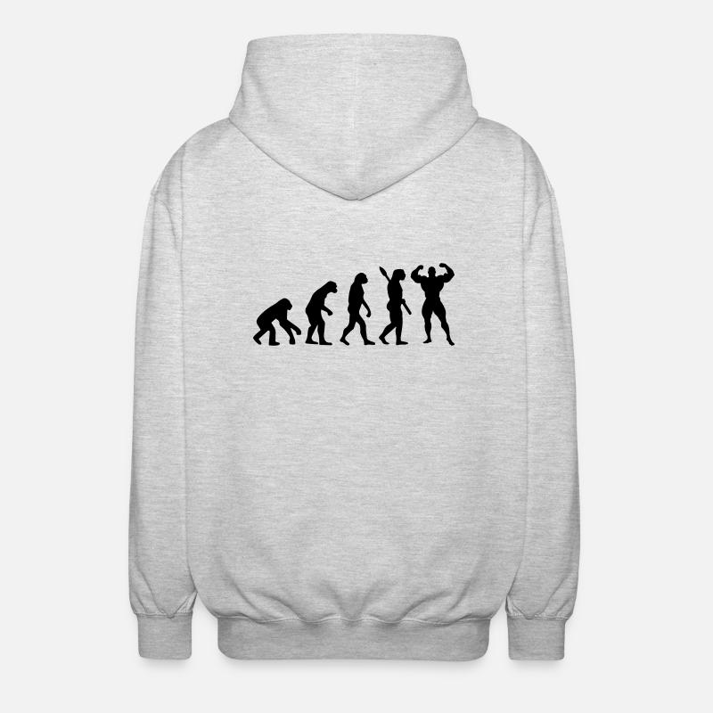 Evolution of Bodybuilder - Veste à capuche unisexe - gris clair chiné