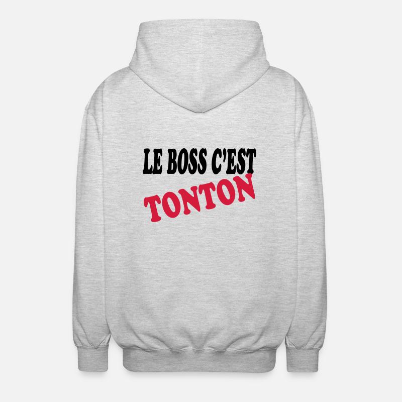 Le boss c'est tonton - Unisex Kapuzenjacke - Hellgrau meliert