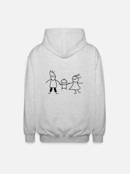 happy family (b) - Unisex Hooded Jacket - light heather grey