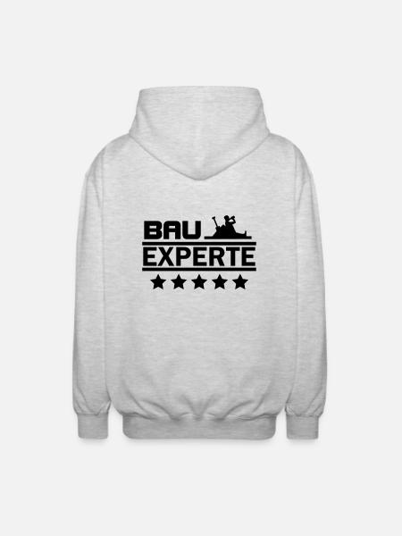 bau experte - Unisex Kapuzenjacke - Hellgrau meliert