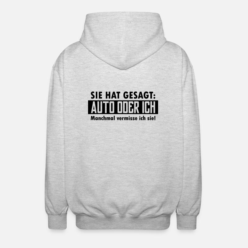 auto oder ich - Unisex Kapuzenjacke - Hellgrau meliert