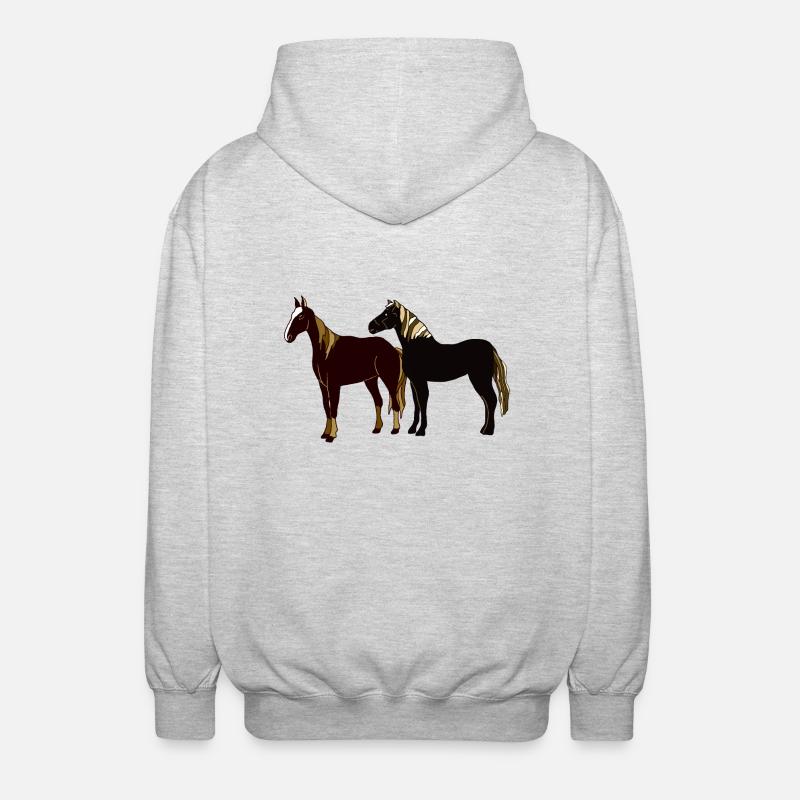 Pferde - Unisex Kapuzenjacke - Hellgrau meliert