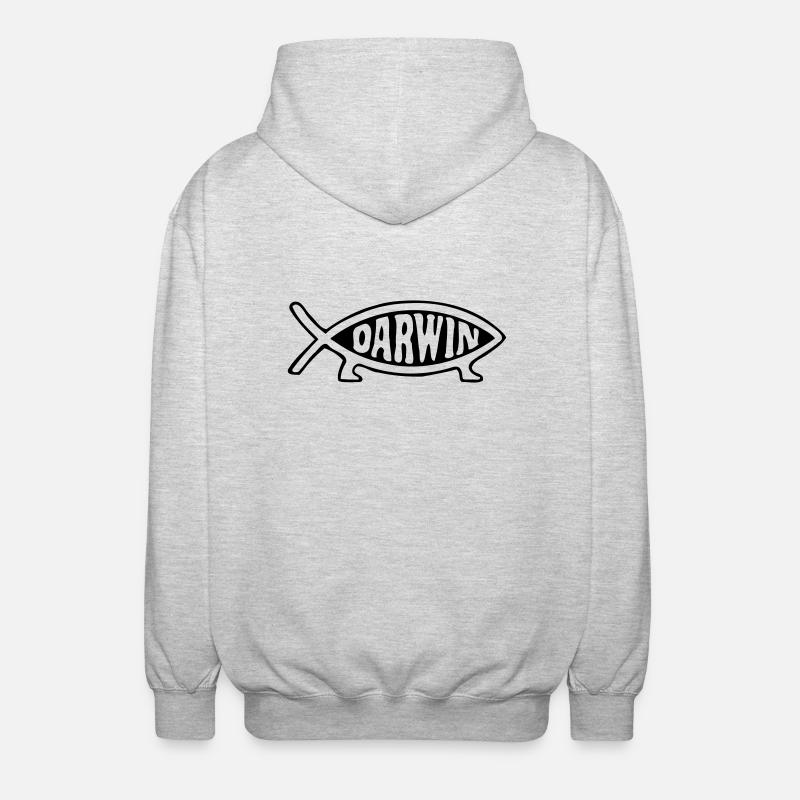 Darwin fish - Unisex Hooded Jacket - light heather grey