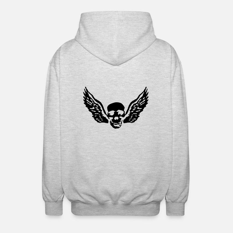 wingskull_092011_c_1c - Unisex Kapuzenjacke - Hellgrau meliert