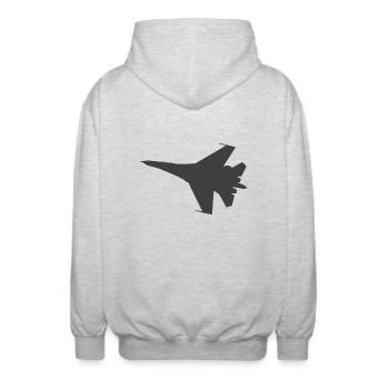 chasseur à réaction militaire avion Jet Silhouette - Veste à capuche unisexe - gris clair chiné - Dos - AI Model Male 185 light (185cm)
