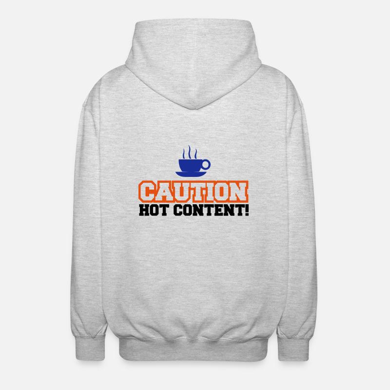 Caution Hot Content - Unisex Kapuzenjacke - Hellgrau meliert