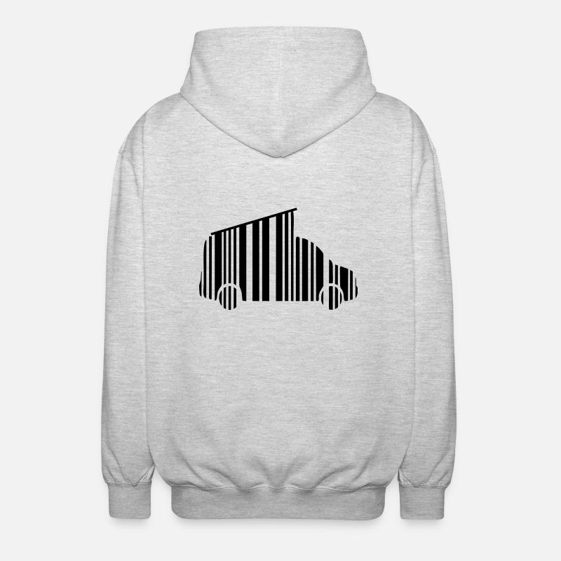 camper van dachzelt strichcode - Unisex Kapuzenjacke - Hellgrau meliert