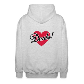 Danke Muttertag Vatertag Valentinstag Mama Papa - Unisex Kapuzenjacke - Hellgrau meliert - Hinten - AI Model Male 185 light (185cm)