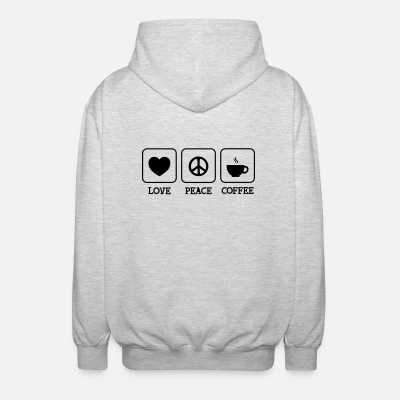 Love, Peace, Coffee - Unisex Hooded Jacket - light heather grey