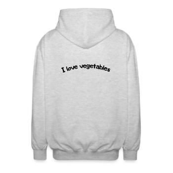 I love vegetables - Unisex Kapuzenjacke - Hellgrau meliert - Hinten - AI Model Male 185 light (185cm)