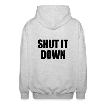 Shut it down - Veste à capuche unisexe - gris clair chiné - Dos - AI Model Male 185 light (185cm)