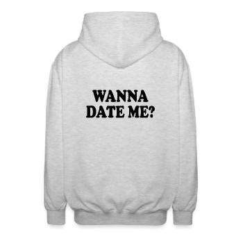 wanna date me - Unisex Hooded Jacket - light heather grey - Back - AI Model Male 185 light (185cm)