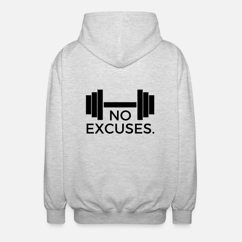 Pas d’excuses - Concevoir avec haltère - Veste à capuche unisexe - gris clair chiné
