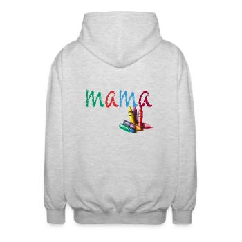 Maman - Craie colorée - Veste à capuche unisexe - gris clair chiné - Dos - AI Model Male 185 light (185cm)