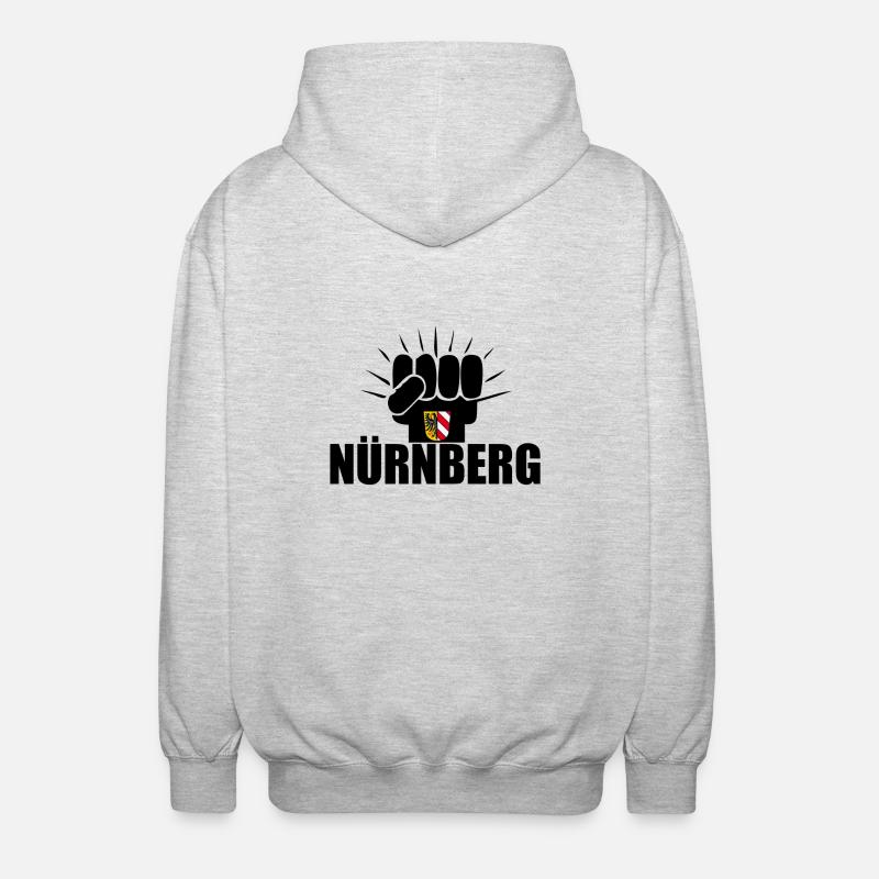 Nürnberg Power - Unisex Kapuzenjacke - Hellgrau meliert