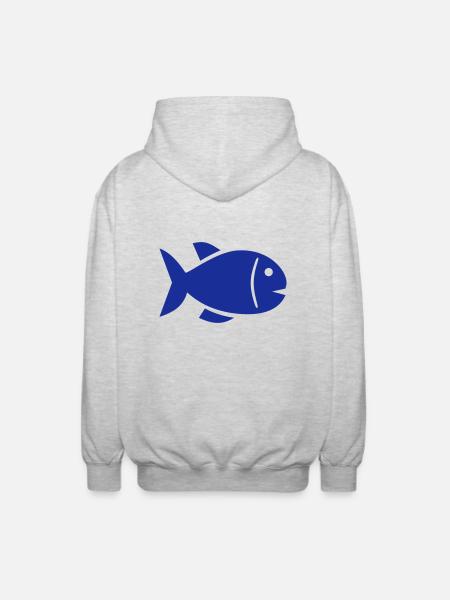 Fisch - Unisex Kapuzenjacke - Hellgrau meliert