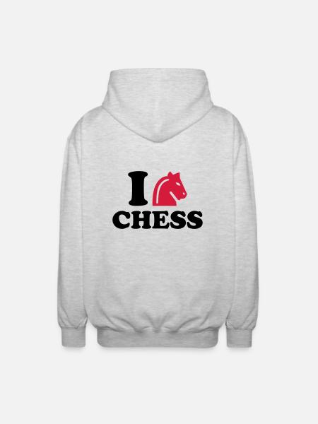 I love Chess - Unisex Hooded Jacket - light heather grey