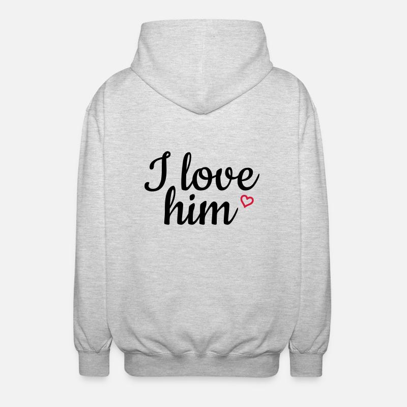 I love him - Veste à capuche unisexe - gris clair chiné