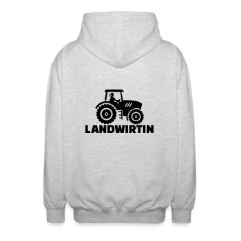 Landwirtin - Unisex Kapuzenjacke - Hellgrau meliert - Hinten - AI Model Male 185 light (185cm)