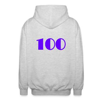 100. 100 YEARS. 100th ANNIVERSARY. ANNIVERSARY - Unisex Hooded Jacket - light heather grey - Back - AI Model Male 185 light (185cm)