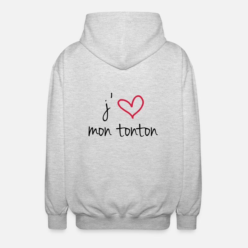J'aime mon tonton - Veste à capuche unisexe - gris clair chiné