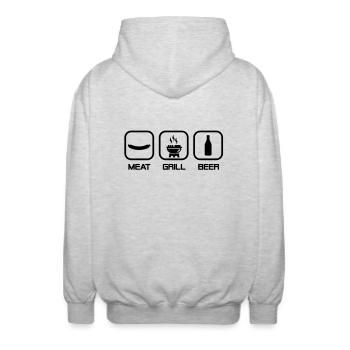wurst_grill_und_bier_2__f1 - Unisex Hooded Jacket - light heather grey - Back - AI Model Male 185 light (185cm)