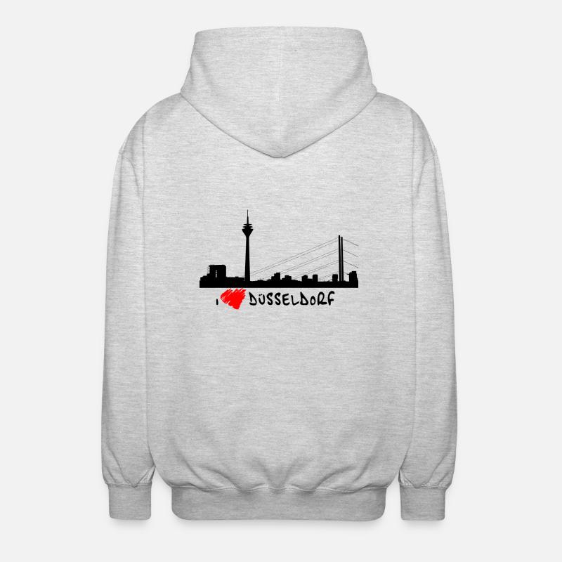 J'aime Dusseldorf - Veste à capuche unisexe - gris clair chiné