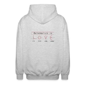 Mathematics Mathématiques Love Algebra Géométrie - Veste à capuche unisexe - gris clair chiné - Dos - AI Model Male 185 light (185cm)