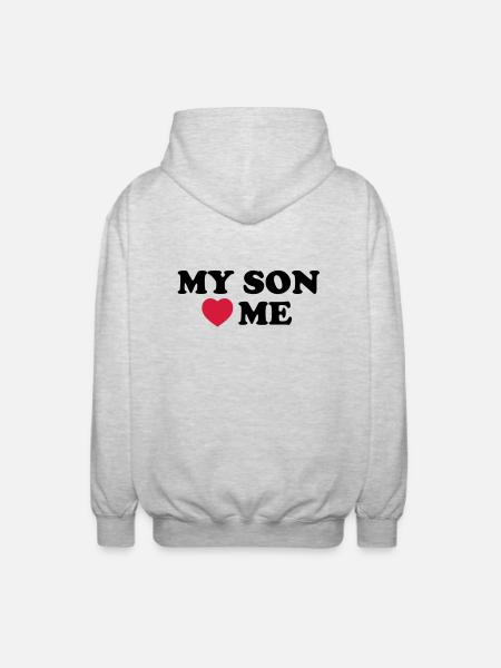 my son loves me - Unisex Hooded Jacket - light heather grey