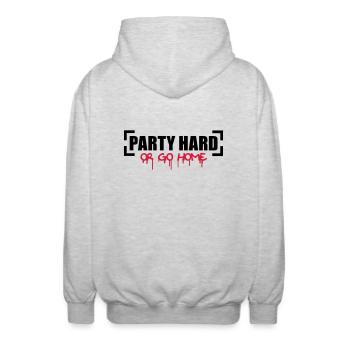 Party Hard Or Go Home - Unisex Kapuzenjacke - Hellgrau meliert - Hinten - AI Model Male 185 light (185cm)