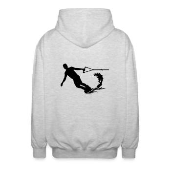 Wakeboard - Unisex Kapuzenjacke - Hellgrau meliert - Hinten - AI Model Male 185 light (185cm)