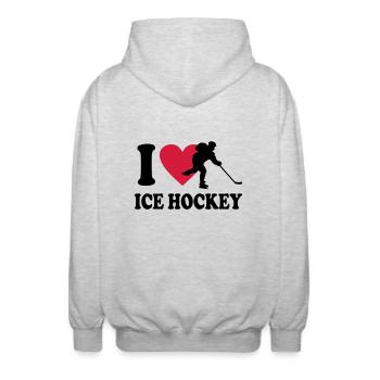 Eishockey - Unisex Kapuzenjacke - Hellgrau meliert - Hinten - AI Model Male 185 light (185cm)