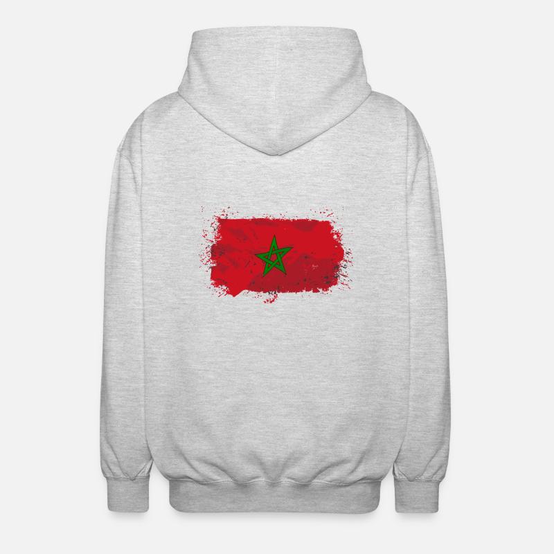 Morocco Flag - Unisex Kapuzenjacke - Hellgrau meliert