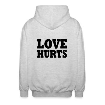 Love hurts - Unisex Hooded Jacket - light heather grey - Back - AI Model Male 185 light (185cm)