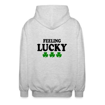 feeling lucky - Unisex Hooded Jacket - light heather grey - Back - AI Model Male 185 light (185cm)