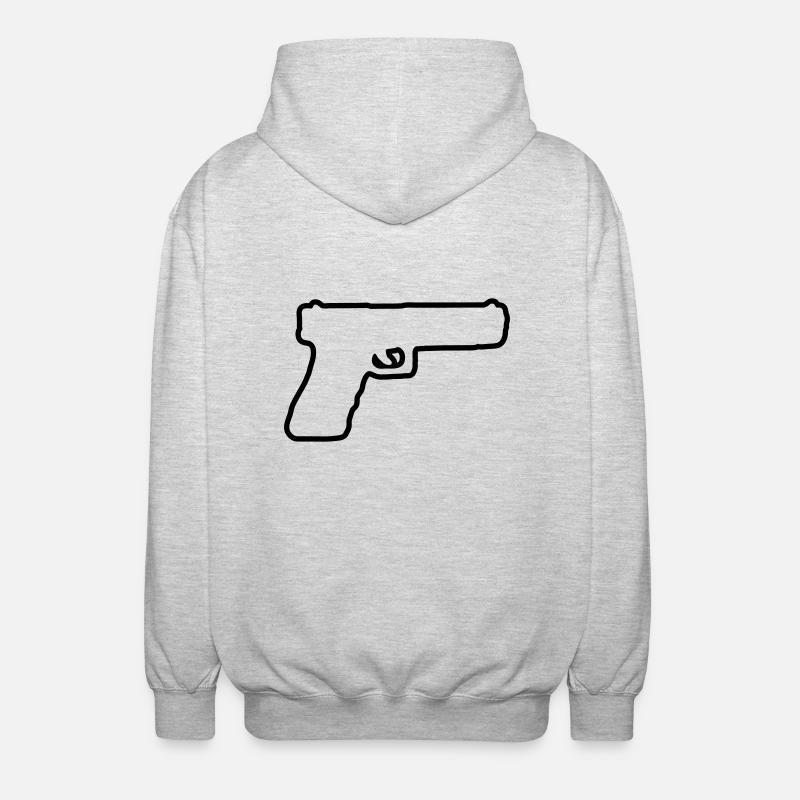 Conception du pistolet 01 - Veste à capuche unisexe - gris clair chiné