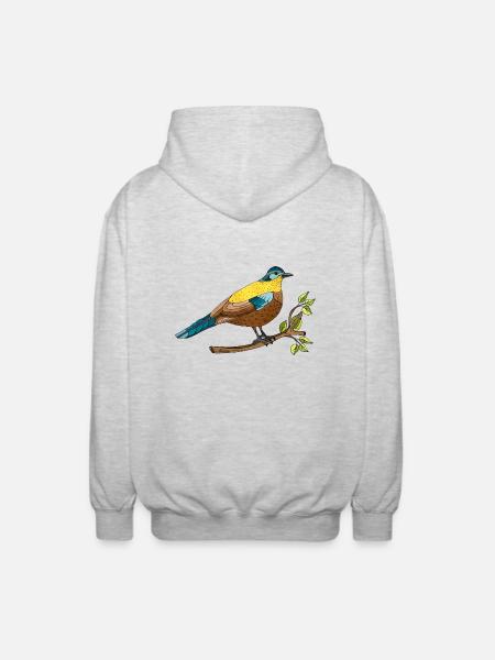 Bunter Vogel - Unisex Kapuzenjacke - Hellgrau meliert