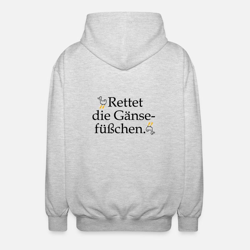Rettet die Gänsefüßchen! - Unisex Kapuzenjacke - Hellgrau meliert