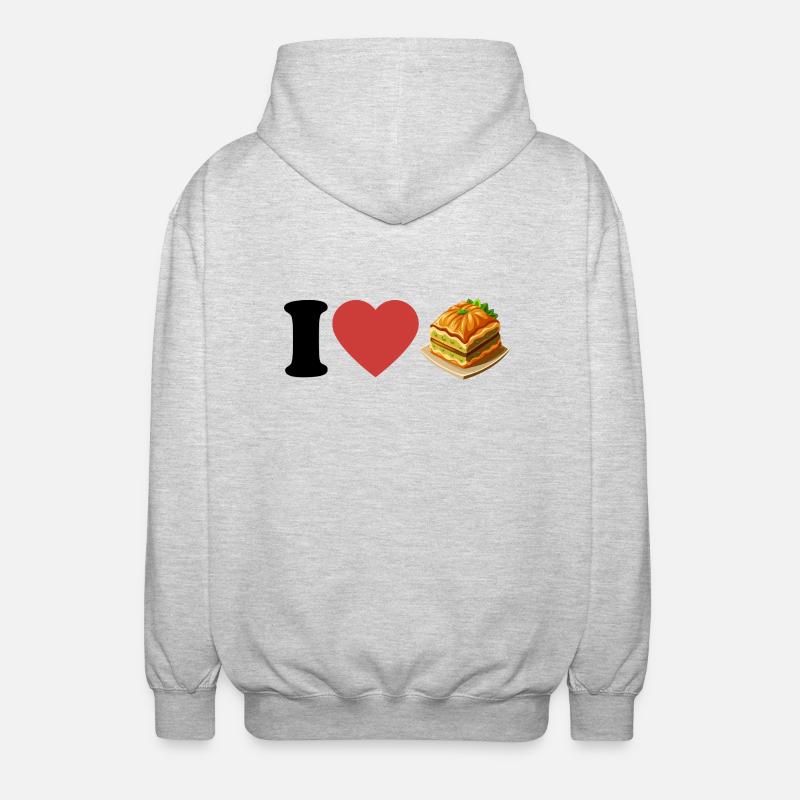 J’aime le baklava - Dessert - Dire - Veste à capuche unisexe - gris clair chiné