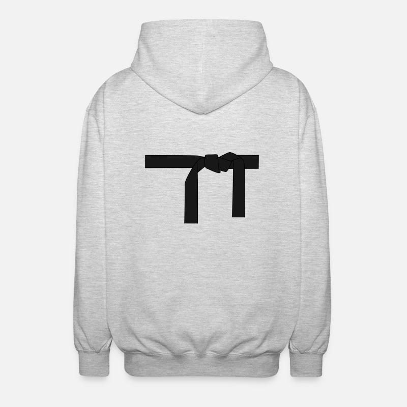 Schwarzer Gürtel. Geschenkidee - Unisex Kapuzenjacke - Hellgrau meliert