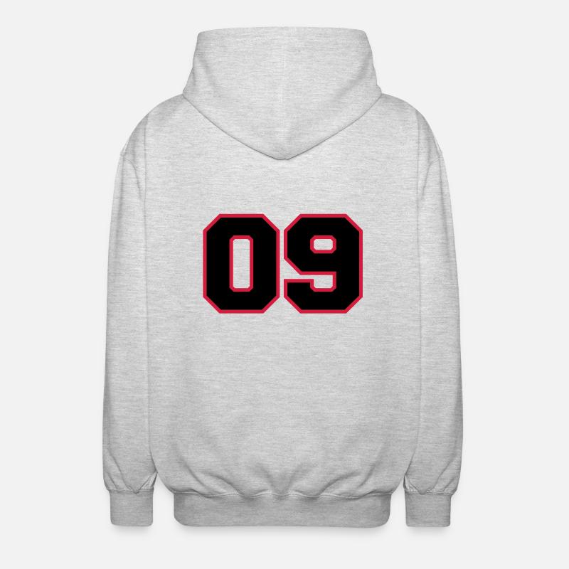 number 09 - Unisex Kapuzenjacke - Hellgrau meliert