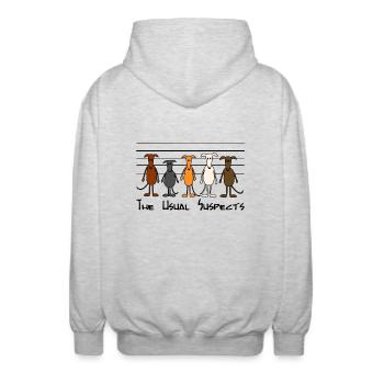 The usual suspects - Unisex Kapuzenjacke - Hellgrau meliert - Hinten - AI Model Male 185 light (185cm)