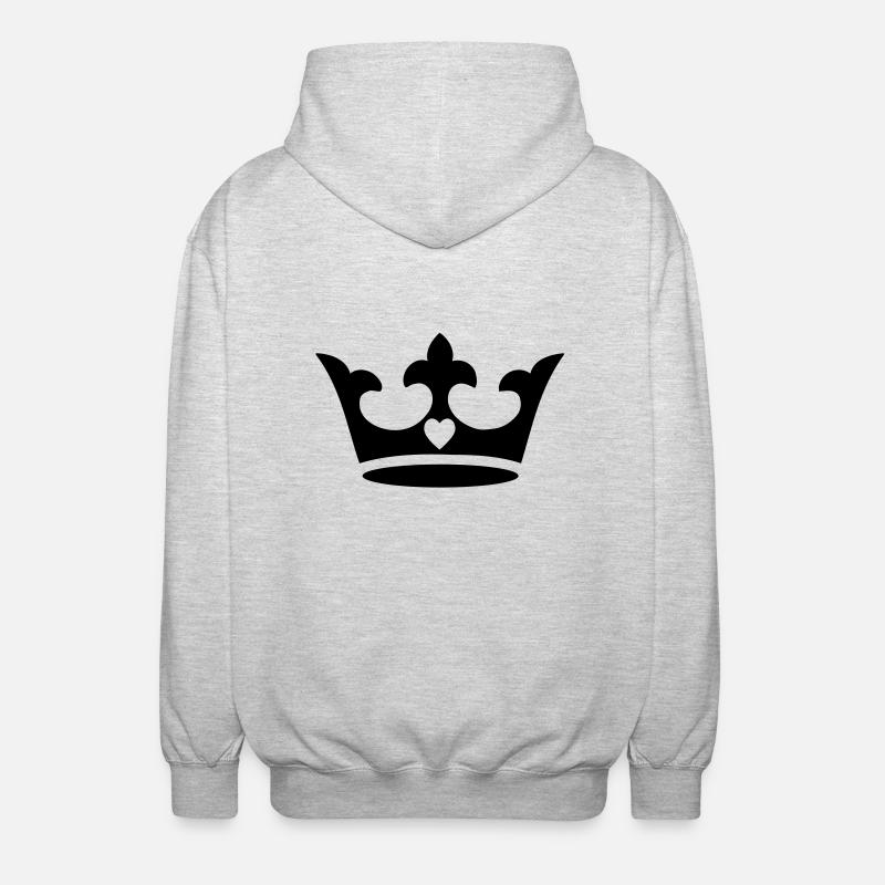 Krone - Herz - Unisex Kapuzenjacke - Hellgrau meliert