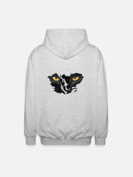 Katzenaugen, Cat eyes, Katzenliebhaber - Unisex Kapuzenjacke - Hellgrau meliert