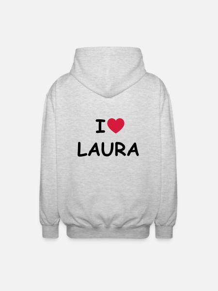I love Laura - Unisex Kapuzenjacke - Hellgrau meliert
