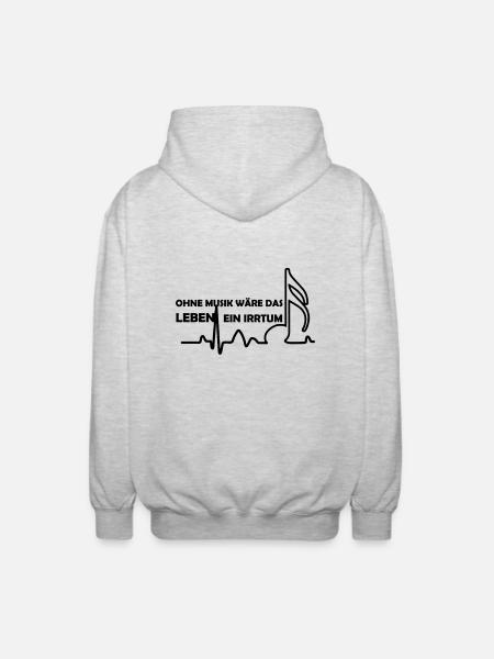 Without music life would be a mistake - Unisex Hooded Jacket - light heather grey