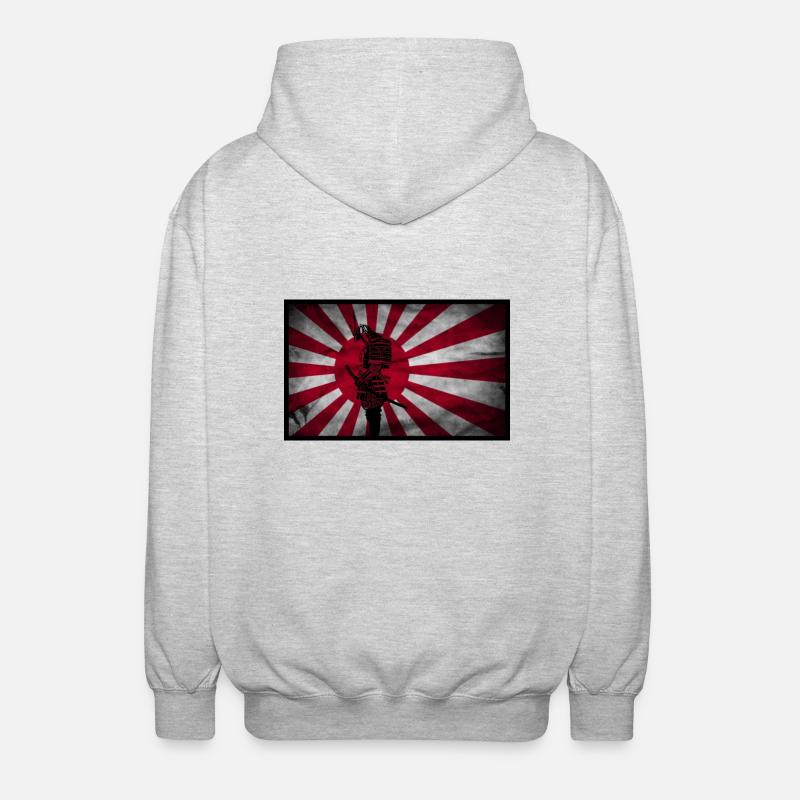 Samurai Japanese flag - Unisex Hooded Jacket - light heather grey