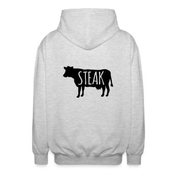 Steak - Unisex Kapuzenjacke - Hellgrau meliert - Hinten - AI Model Male 185 light (185cm)